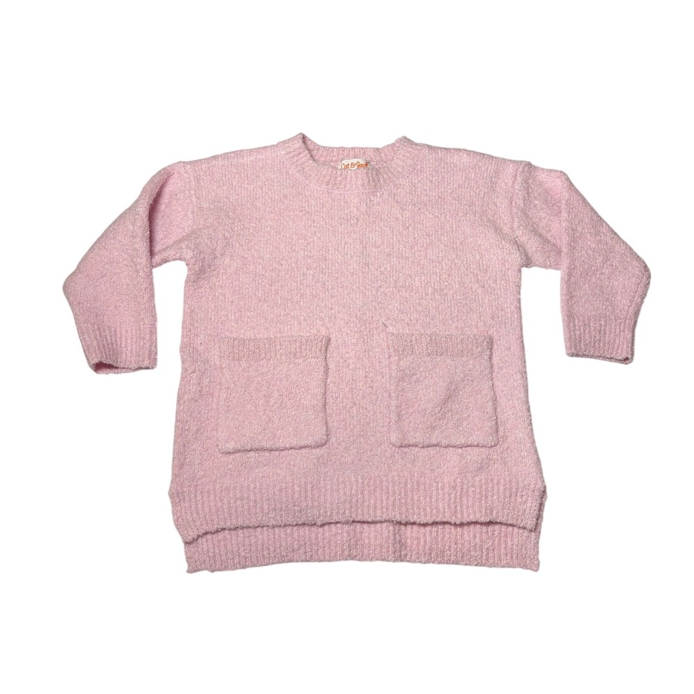 Cat & Jack NWT Baby Girls Pink Long Sleeve Pocket Sweater High Low Hem 12M